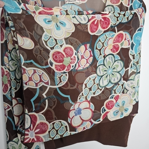 Women's Forever Floral Print Bell sleeve V-Neck Blouse, Lrg, Bohemian/Boho Chic - Picture 12 of 13